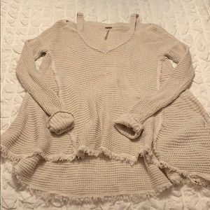 Cream waffle weave Free People sweater!